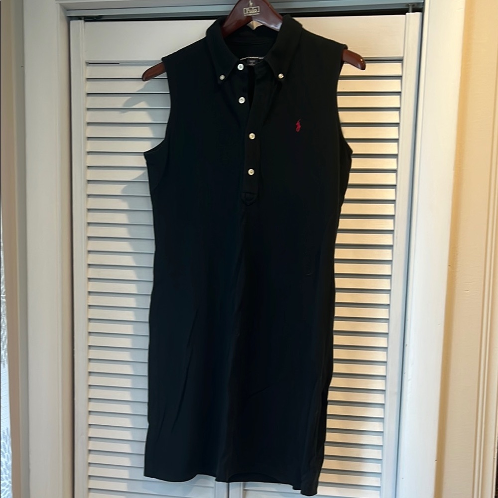Black Sleeveless Polo Dress